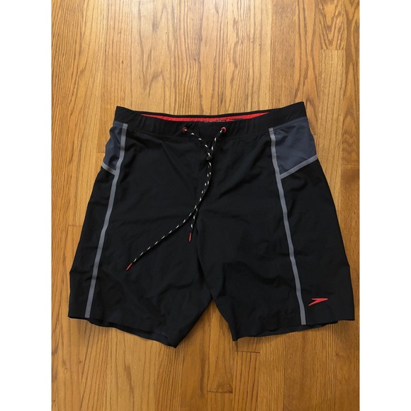 Speedo Other - Speedo Mens ActiveFlex Board Shorts Black Grey Red sz 36 Swim Trunks Zip Pocket